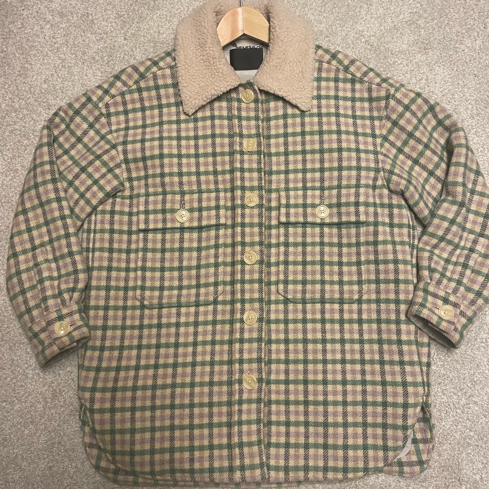 No. 6 Store Wilson Jacket in Mint/Cream Plaid FW21-22 size S